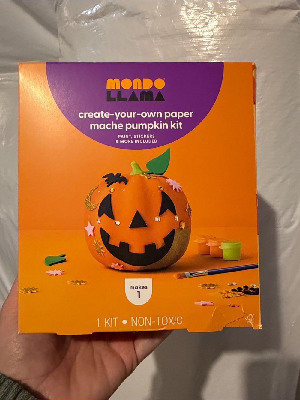 Mondo Llama Orange Create-Your-Own Paper Mache Pumpkin Kit NIB